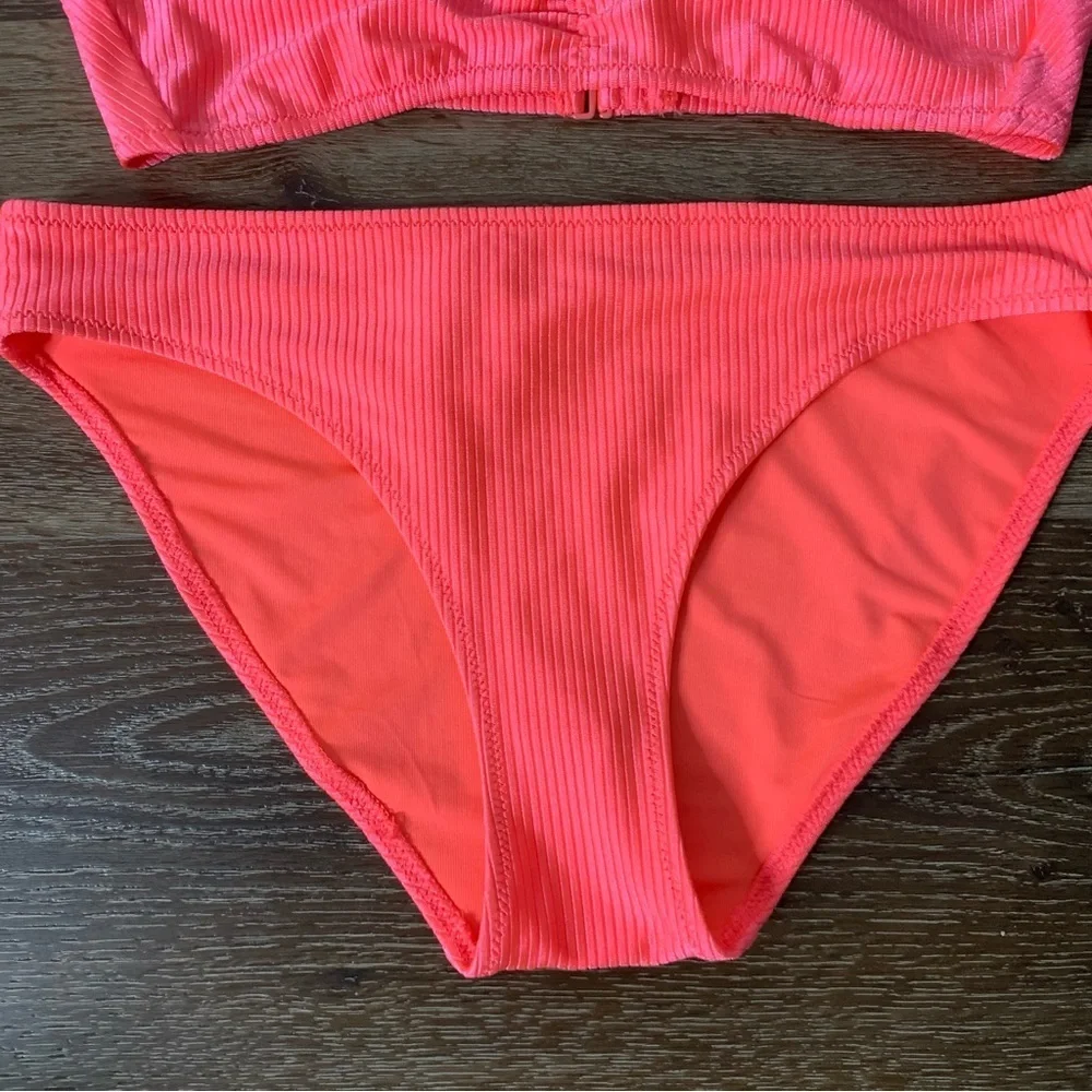 Aerie womens pink ribbed 2 piece bikini swimsuit M NWT
